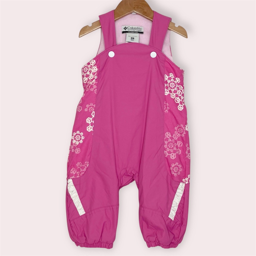 Columbia Snow Bib Overalls Pink Snowflake Snoveralls Size‎ 12 Months